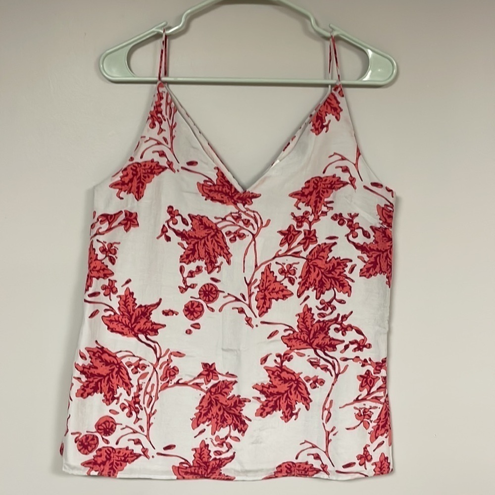 Club Monaco Silk-blend Gray / Maroon Floral Tank Top/Cami Size S NWT